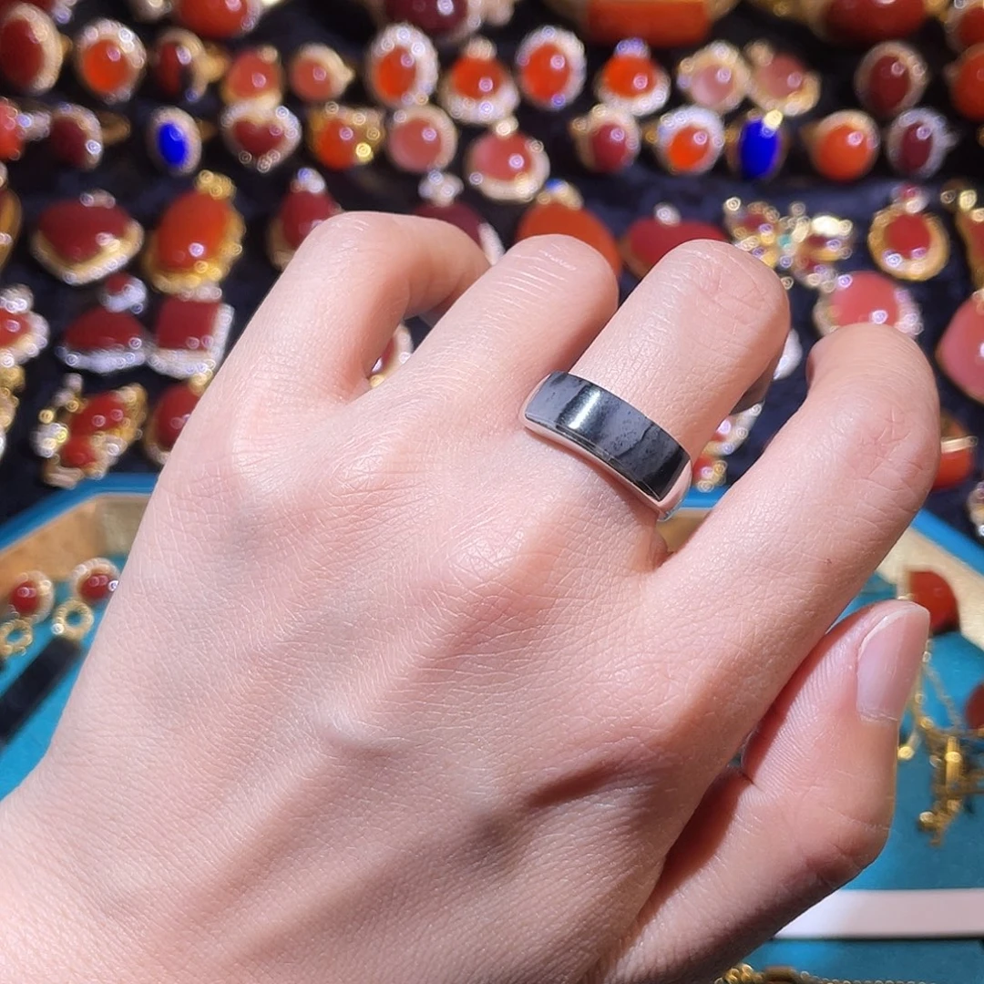 和田玉银S925镶嵌戒指