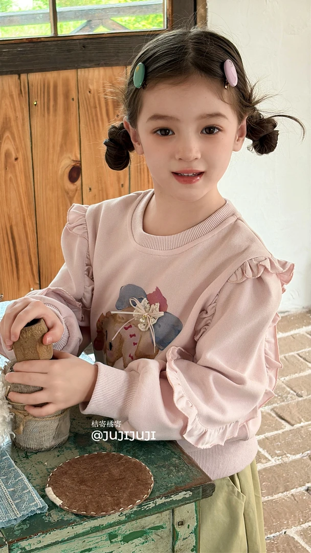 JUJI橘寄-秋款上新【趣味小狗】法式复古百搭女童卫衣A82023
