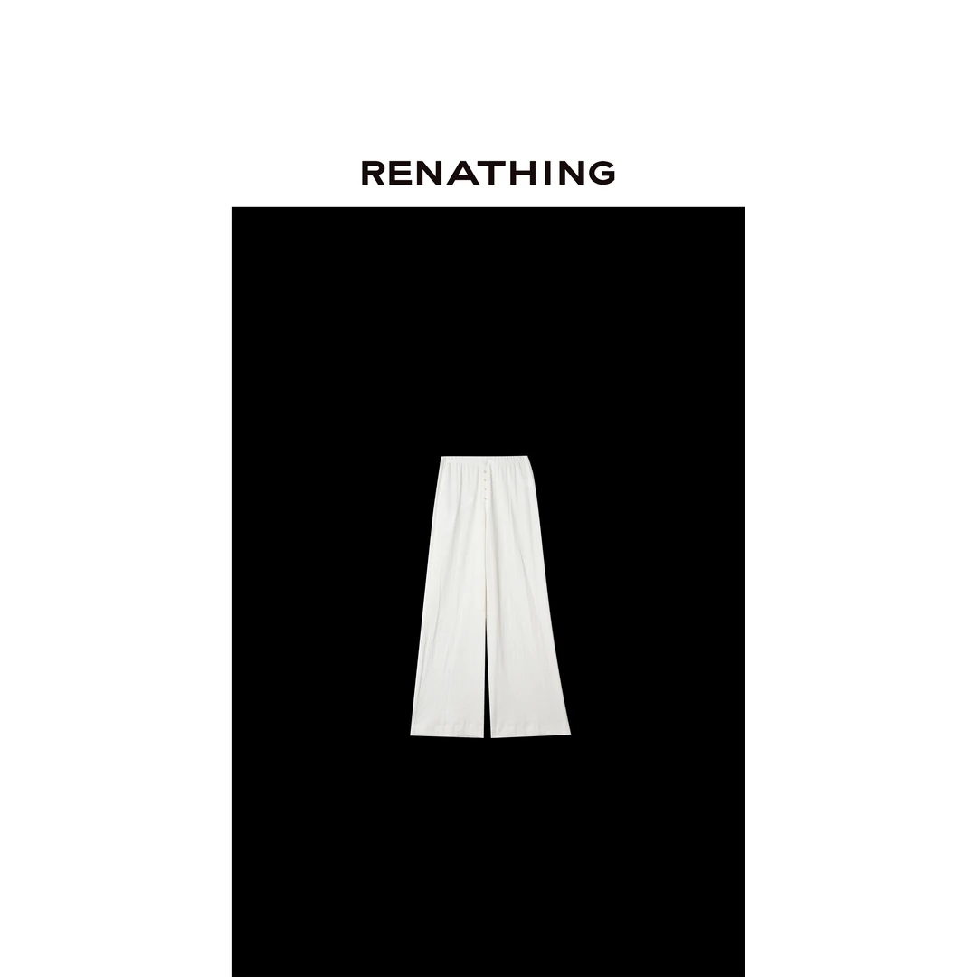【RENATHING】装饰钮扣肌理感柔软休闲裤