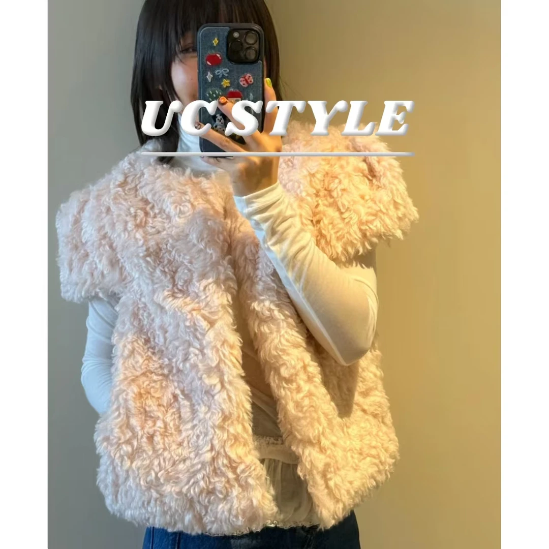 A7255毛绒坎肩短款半袖小外套主播穿S码