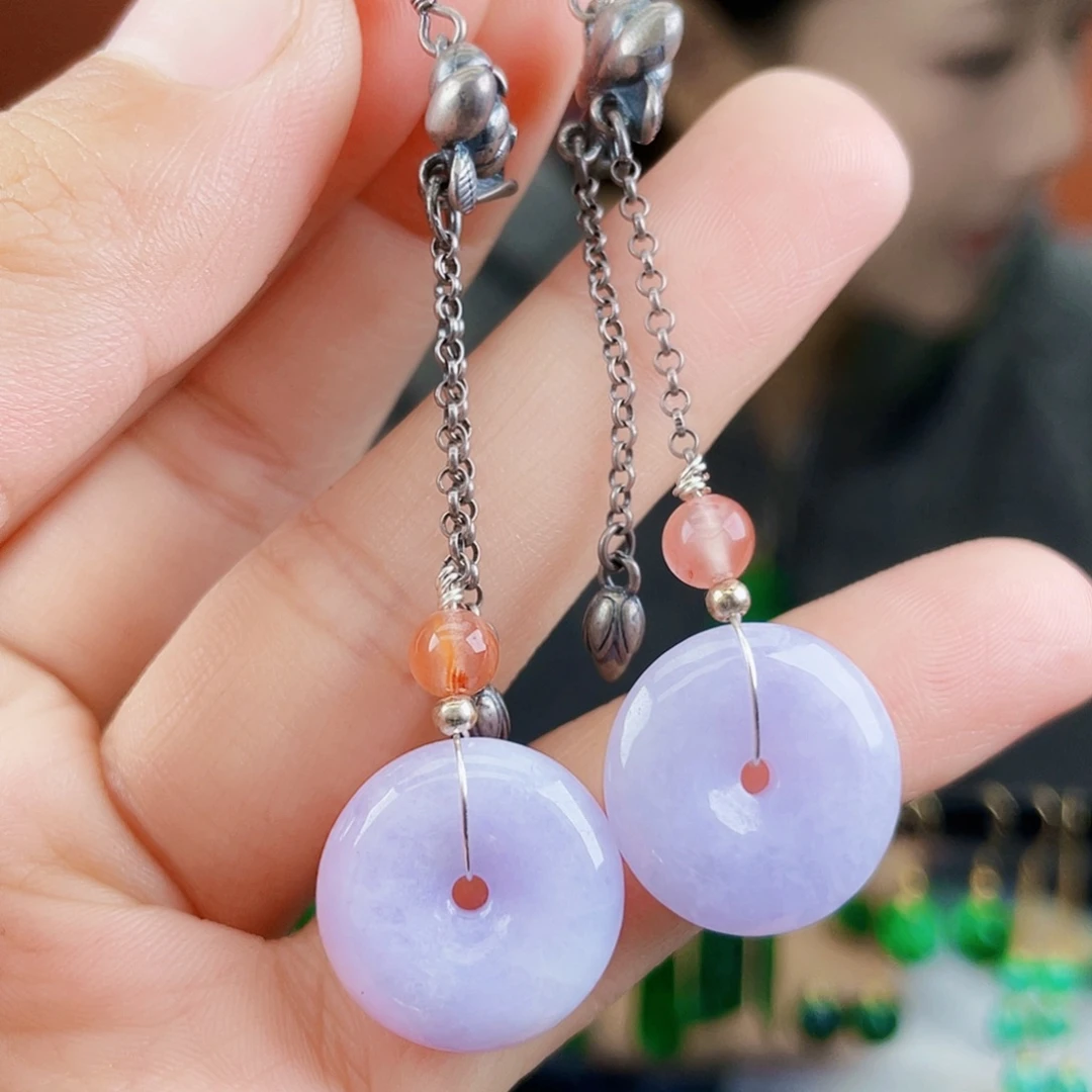 翡翠银S925镶嵌耳饰