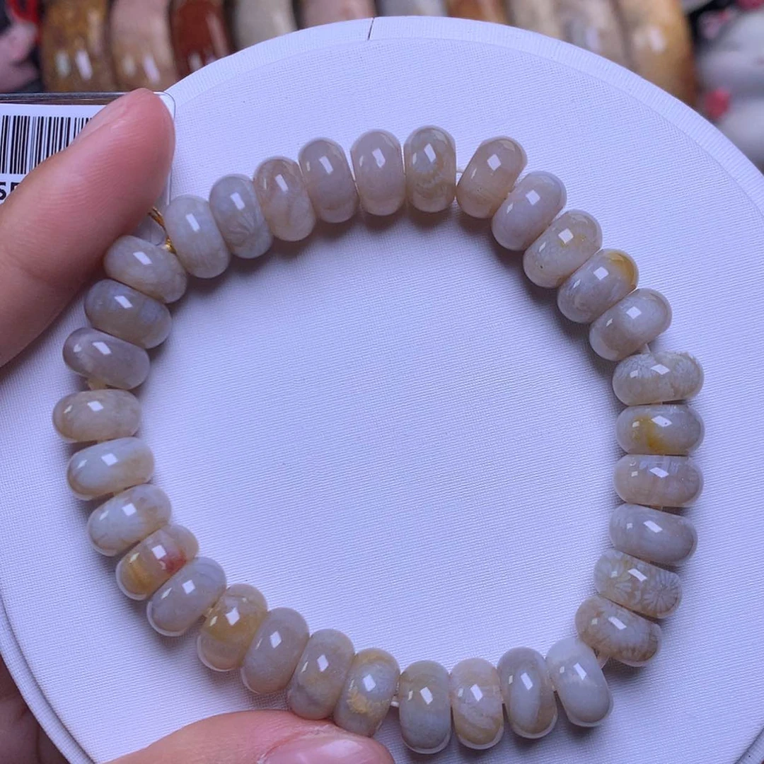 【闪购商品】硅化珊瑚（珊瑚玉）手链未镶嵌冰底带彩花128漏64