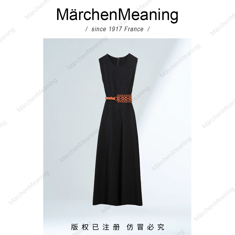 MärchenMeaning春夏新款优雅百搭小黑裙定制收腰修身大俊