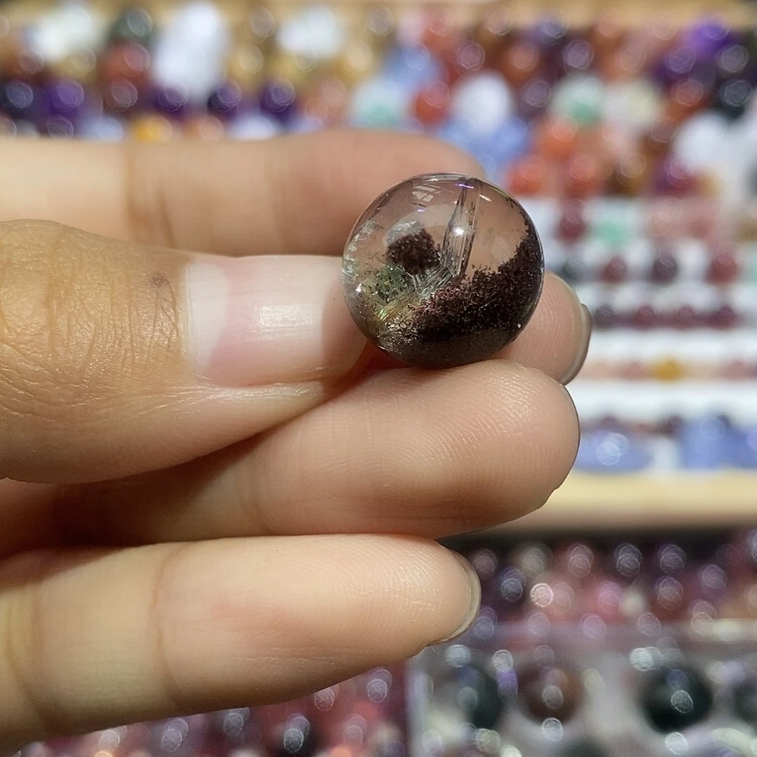 珠宝半成品水晶未镶嵌幽灵晶中晶单珠
