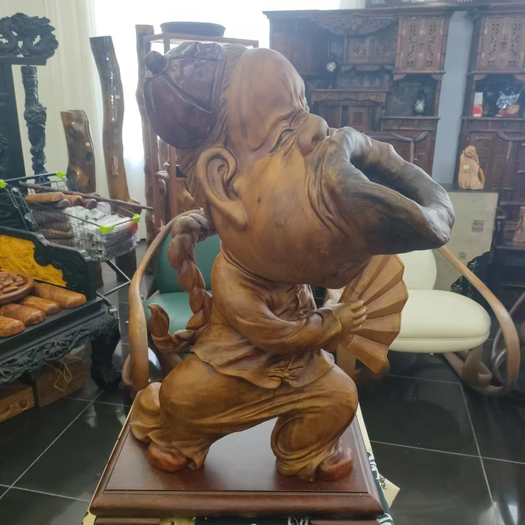 香樟木嘴巴嘟嘟创意摆件