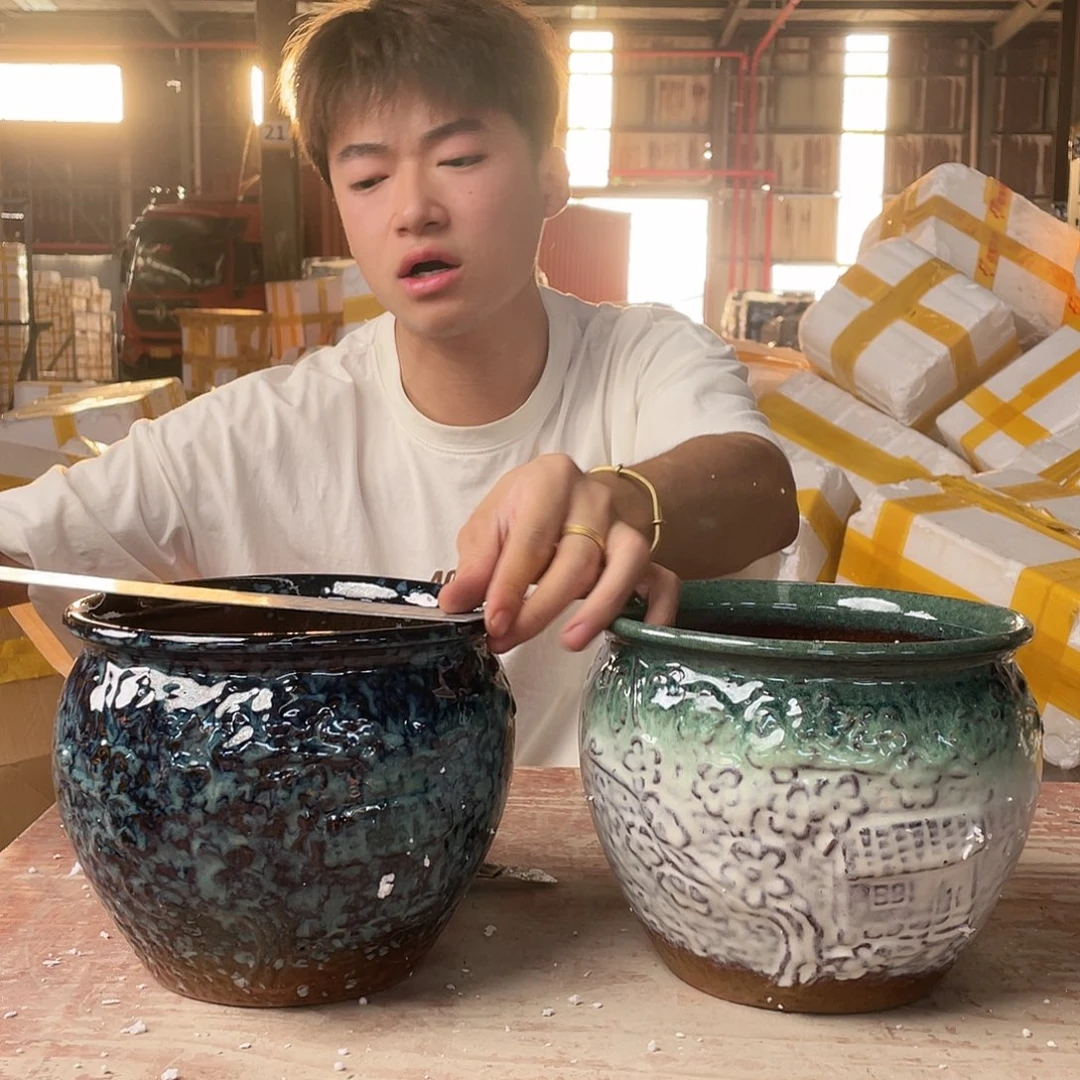 宜兴紫砂粗陶花盆19/16