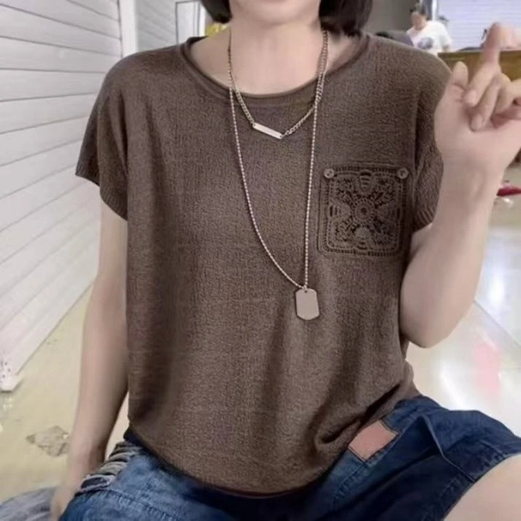 直播2025夏季新款时尚圆领宽松显瘦短袖T恤上衣