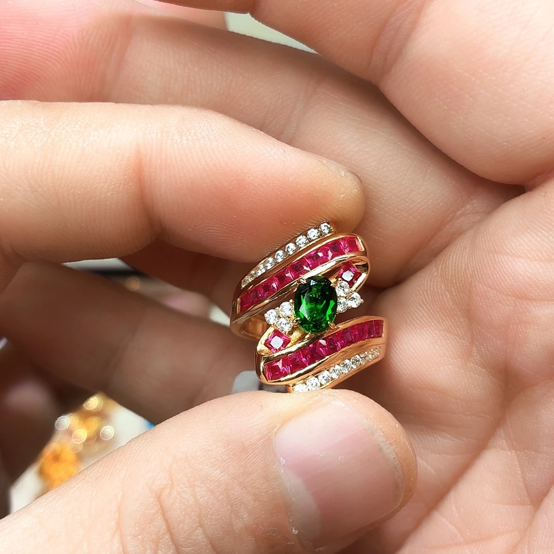 透辉石戒指银S925镶嵌