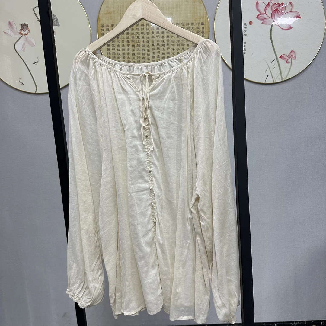 Phm重工钉珠扣夏季苎麻系带宽松大衫GA XQ 2098 ZS 9076