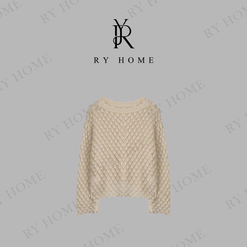 【容雨RYHOME】春夏小众肌理感提花宽松长袖毛衣251M2865