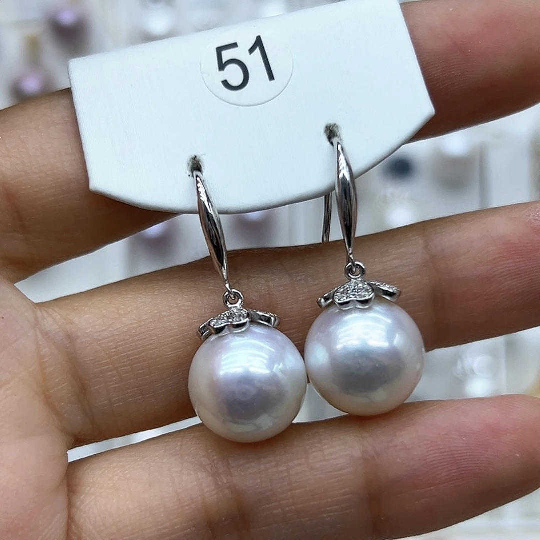 银S925镶嵌淡水珍珠耳饰?****