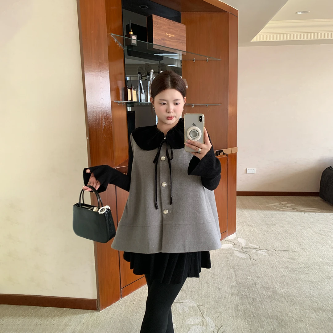 王葡萄【灰调甜雅】秋冬极简风时尚单排扣休闲时尚百搭外套DM2485