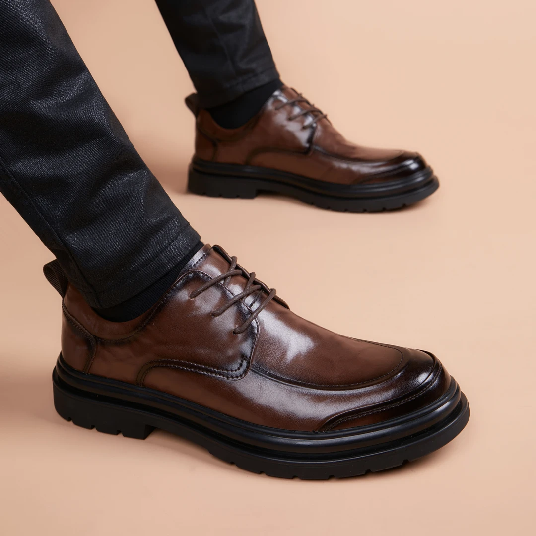 皮鞋男2025新款商务正装厚底内增高男士时尚休闲英伦结婚新郎男鞋