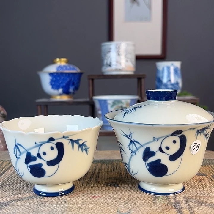 摆件景德柴烧茶杯多人