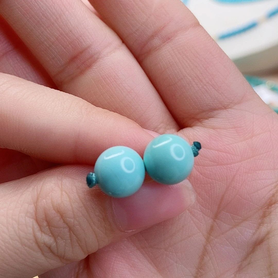 绿松石未镶嵌高瓷绿圆珠腰珠9.5