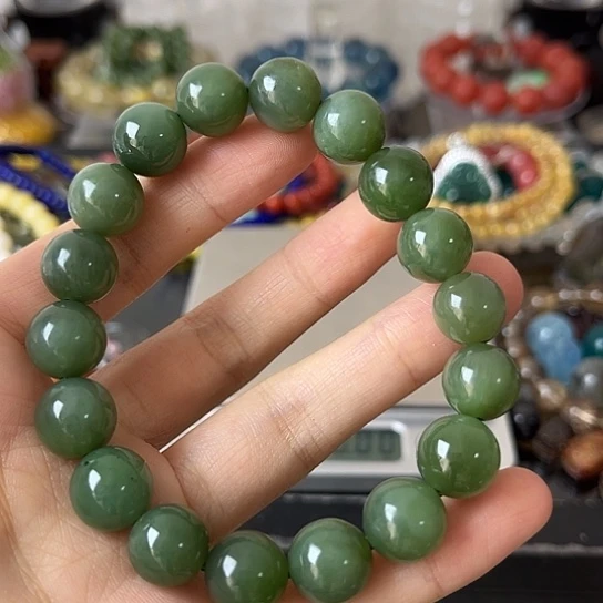 和田玉手链未镶嵌矿坑带皮