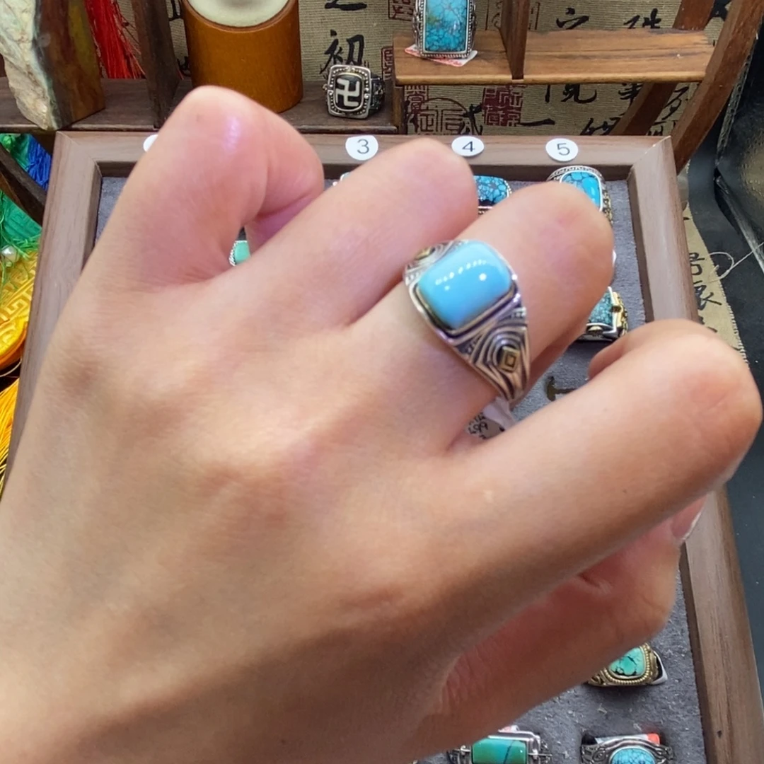 绿松石银S925镶嵌戒指