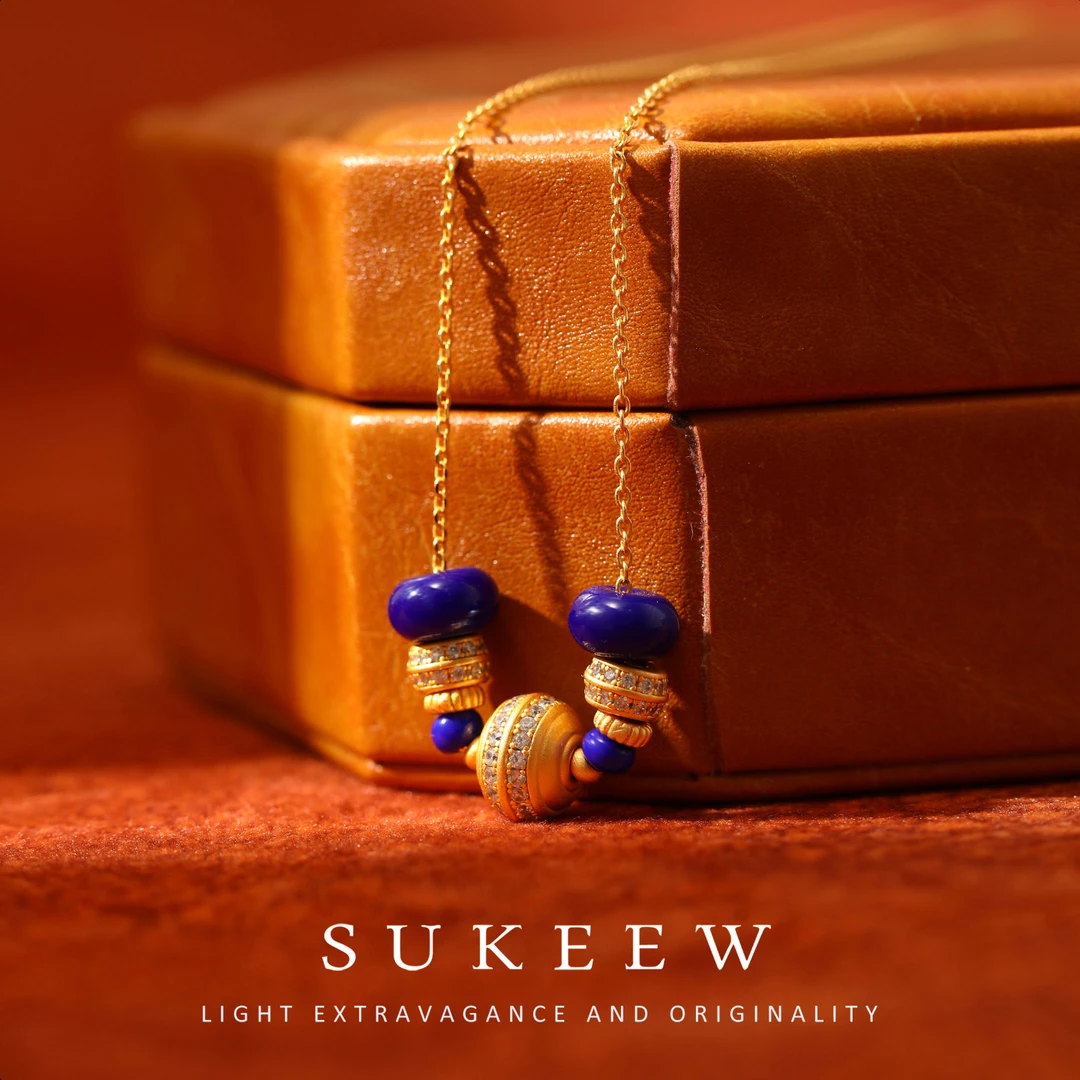 SUKEEW/酥可 镀K金【蓝辉】气质青石转运圈圈项链399006