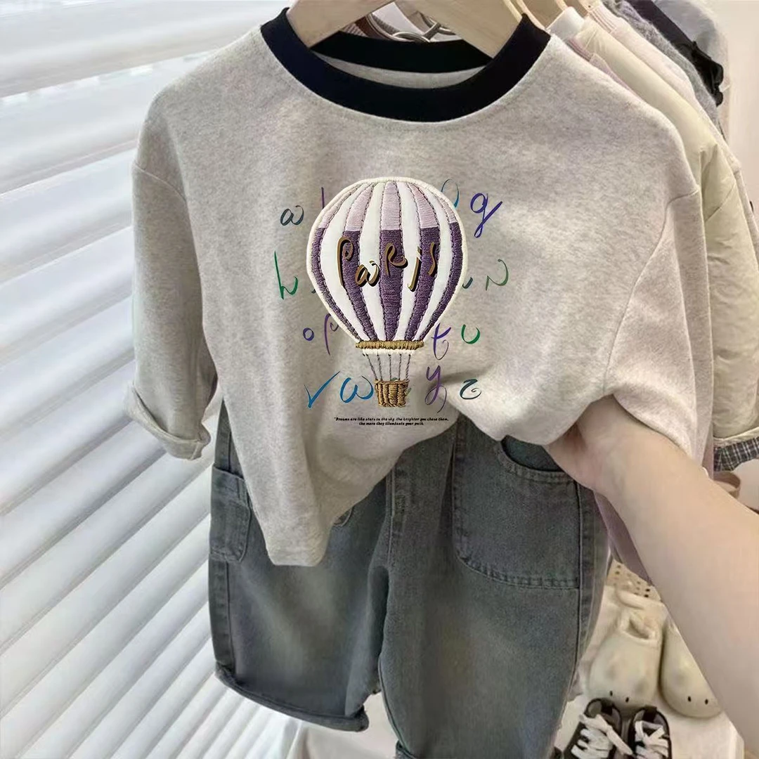 纯棉儿童卡通长袖T恤2025春秋新款中小童洋气上衣男女童打底衫潮t