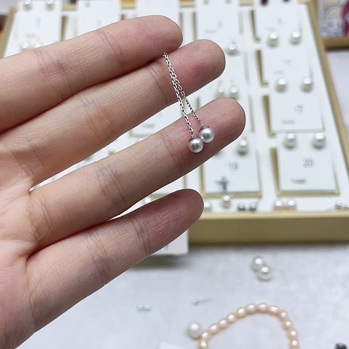 淡水珍珠耳饰银S925镶嵌文****9