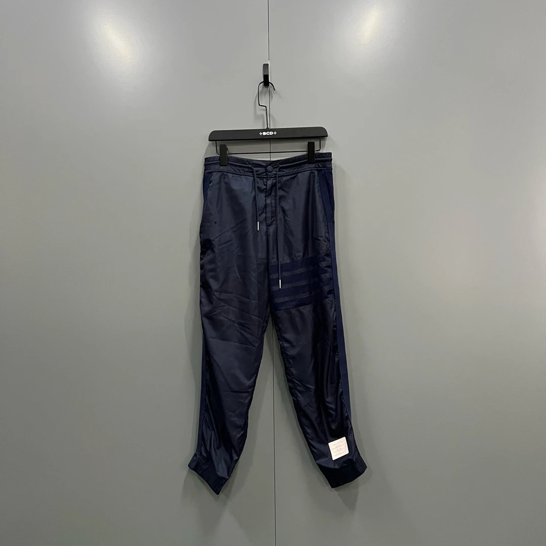 95新 THOMBROWNE c 藏青色条纹尼龙长裤 1码 fg204427