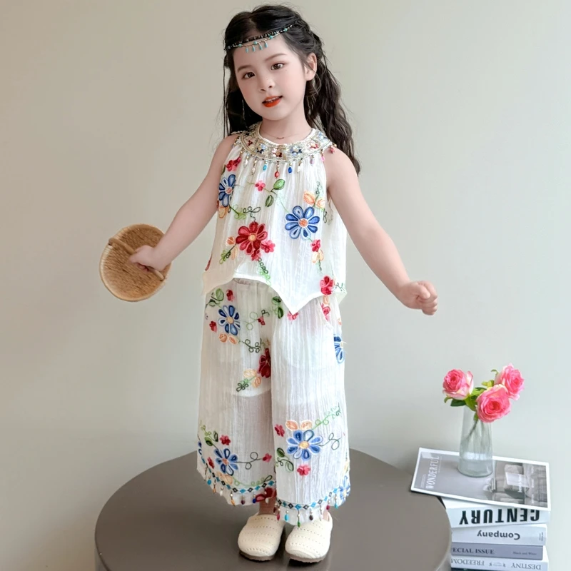 女童波西米亚套装2025新款儿童夏装民族风女宝宝夏季碎花两件套潮