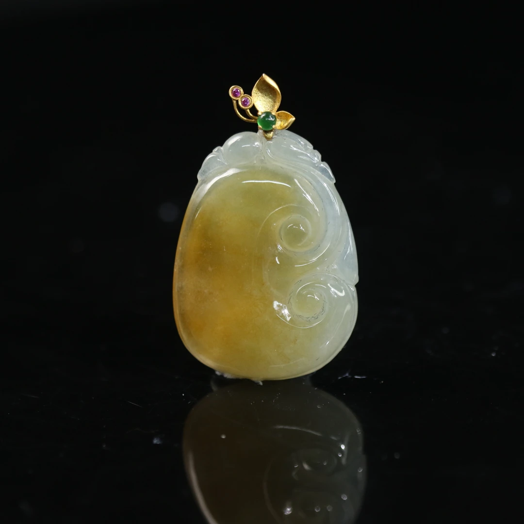 46天然缅甸翡翠A货18k如意/100790/上海嘉禾拍卖