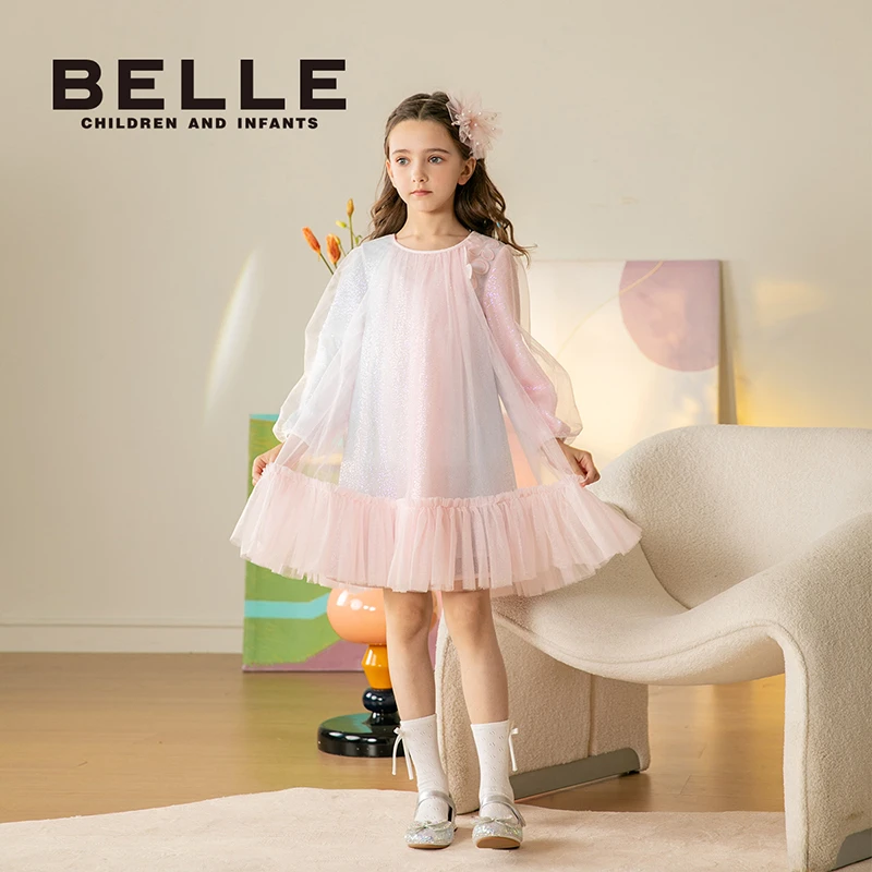 【俏公主】百丽童装夏款优雅圆领女童无袖连衣裙小女孩BD0002