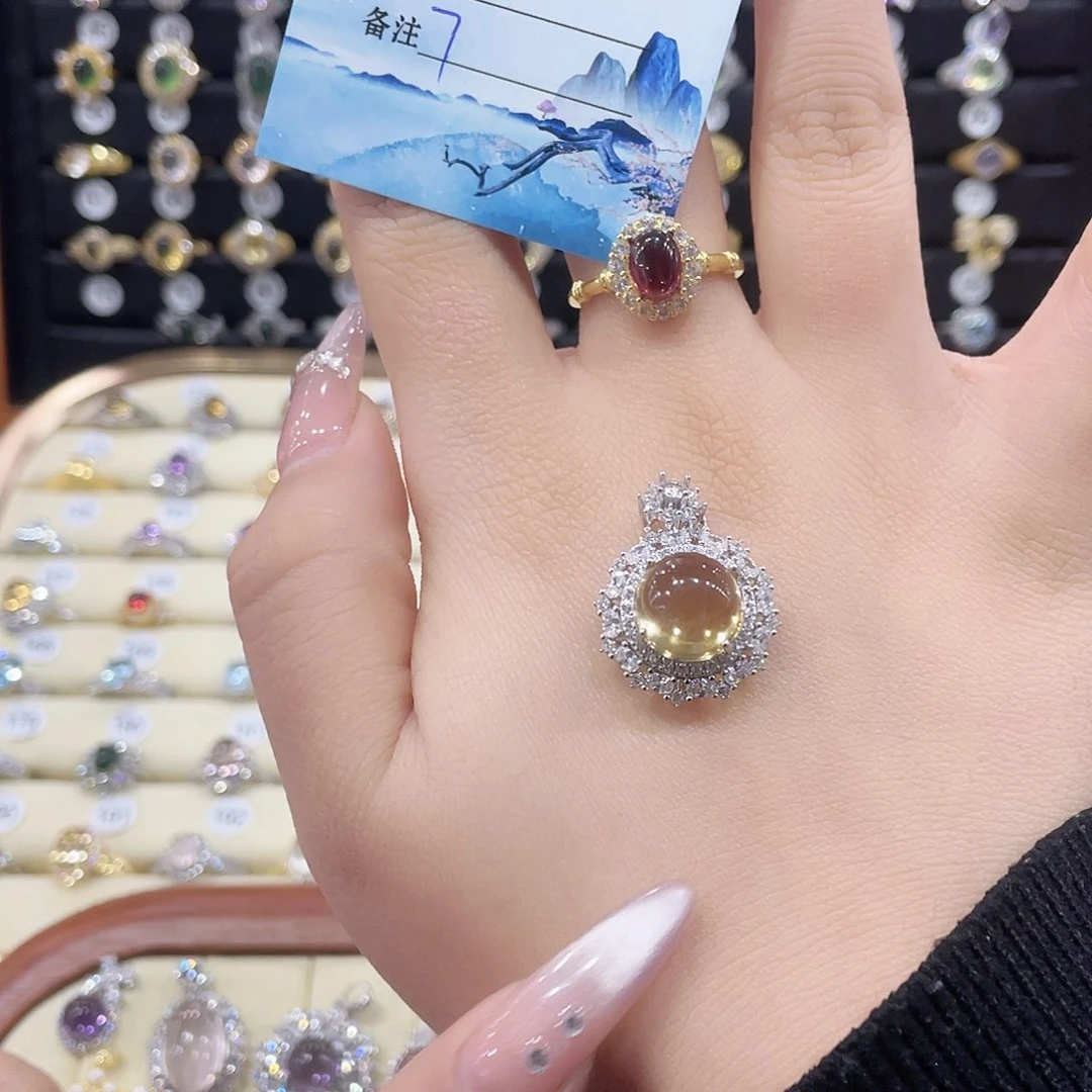 石榴石戒指银S925镶嵌沐*曦7