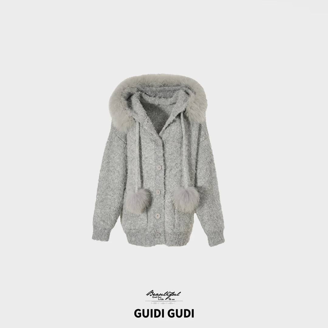 GUIDI GUDI【柠檬乌龙】亮片时尚休闲亲肤外套/黄加蓝
