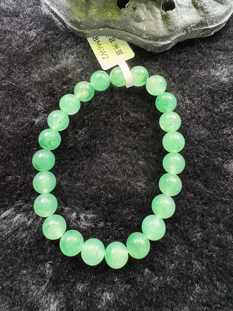 天然非洲翠卡8-9mm手串时尚气质精美品质珠宝