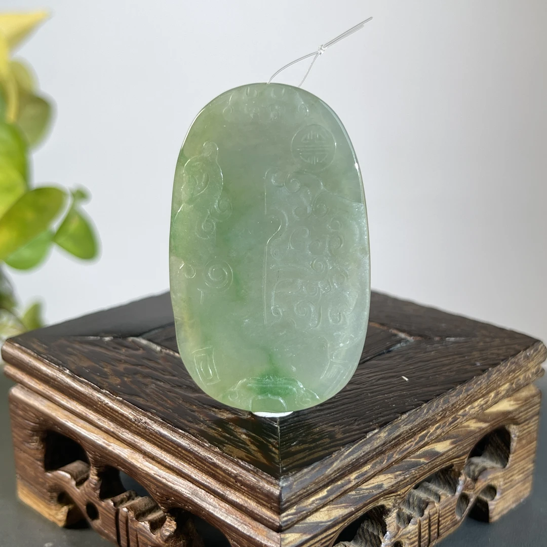 JTA19-65 天然缅甸A货翡翠 仿古牌