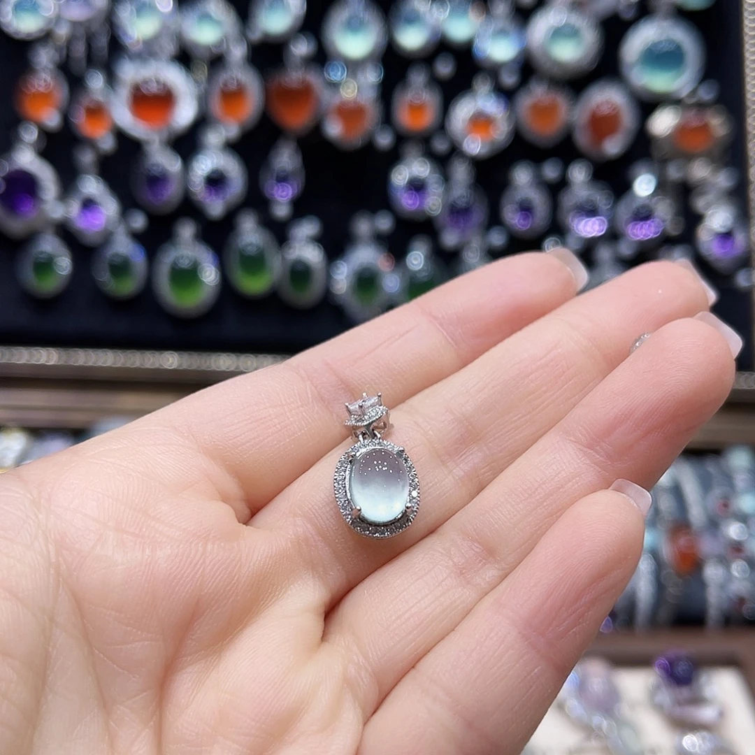 蛇纹石玉银S925镶嵌戒指