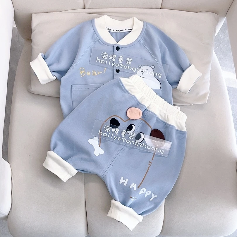 春季新款卡通骨头小狗 无骨套装休闲儿童秋季小童婴儿外穿