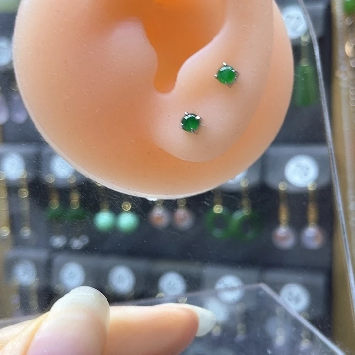 翡翠银S925镶嵌耳饰耳饰