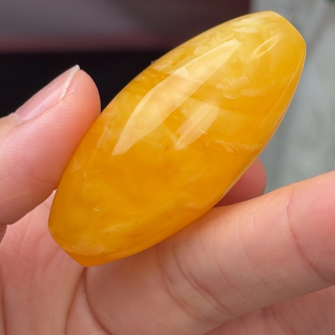 蜜蜡未镶嵌吊坠(不含链)橘红满蜡妖花桶珠