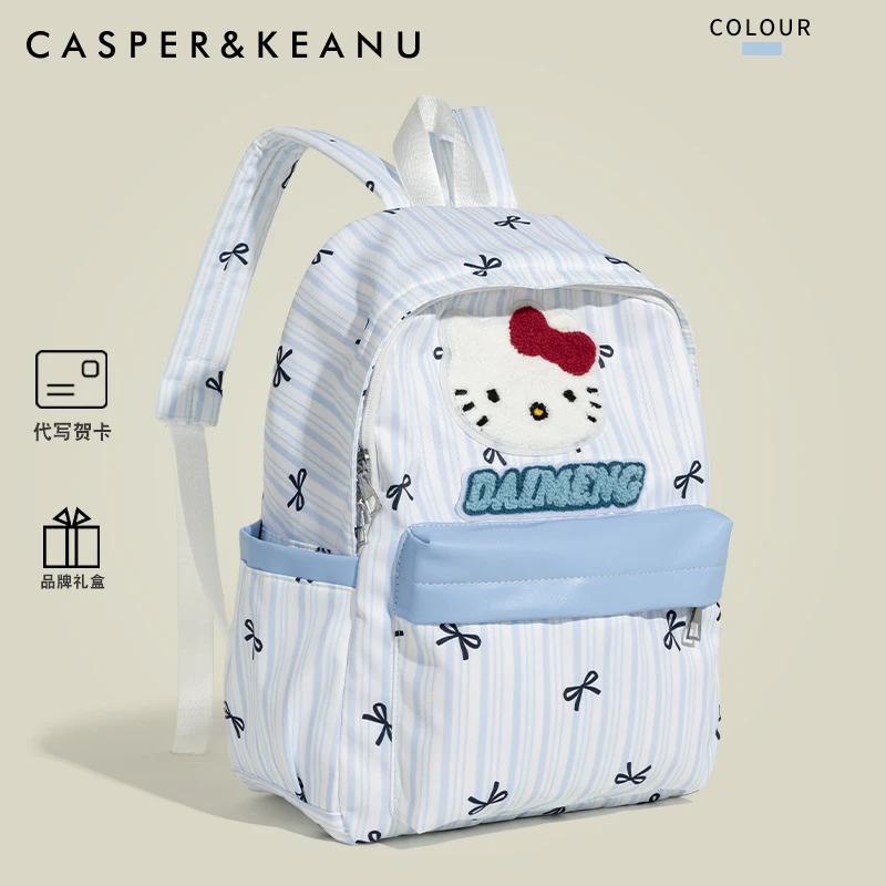 CASPER&KEANU韩系可爱凯蒂猫双肩包2025春夏新款小清新蝴蝶结背包