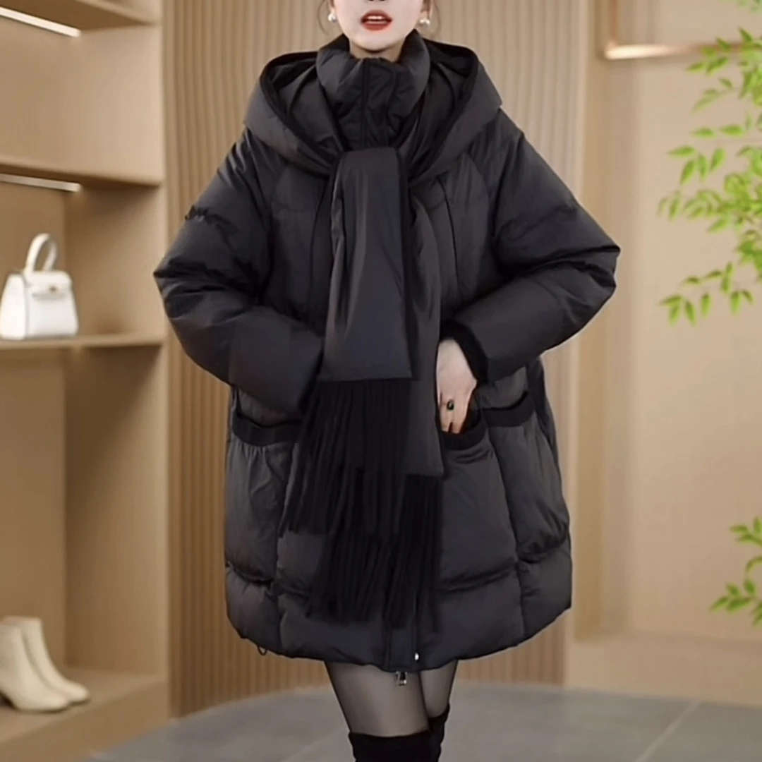 冬季新款优雅时尚百搭气质显瘦减龄休闲保暖外套中长款羽绒服冬zf