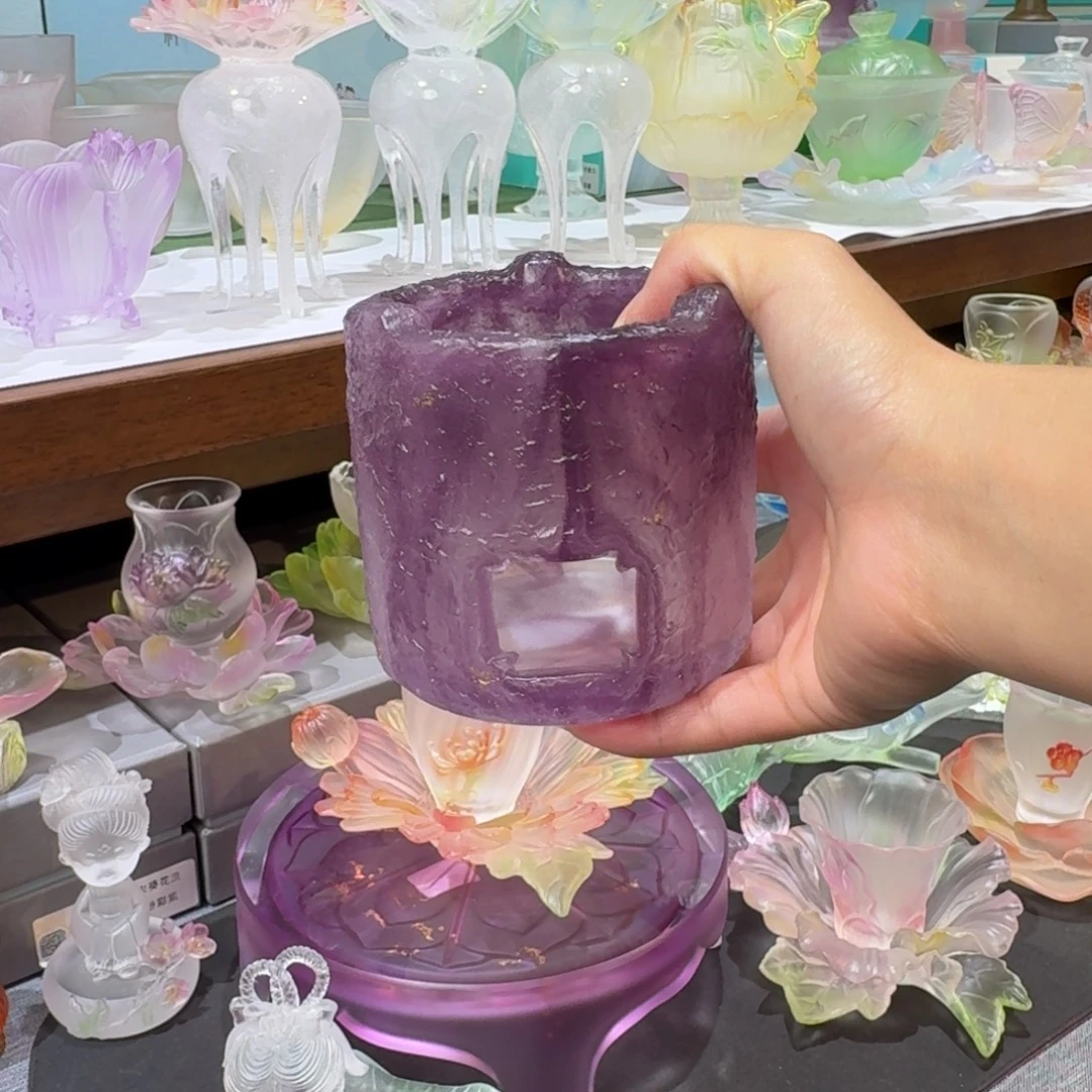 药***地心缘堂琉璃直身温茶器琥珀色