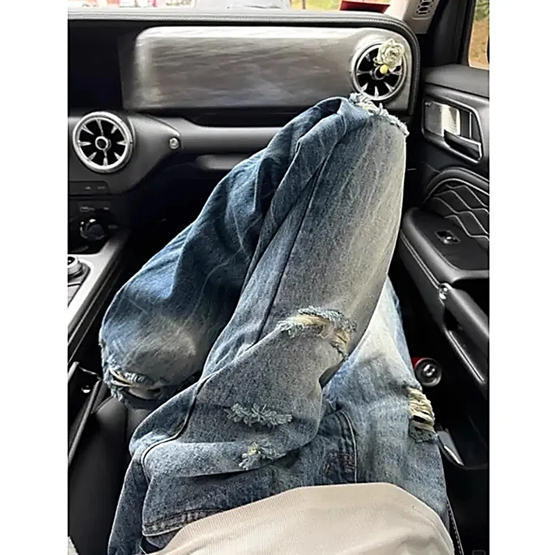 美式vibe微喇版型裤子潮牌牛仔裤男款春秋显高显腿长宽松直筒长裤