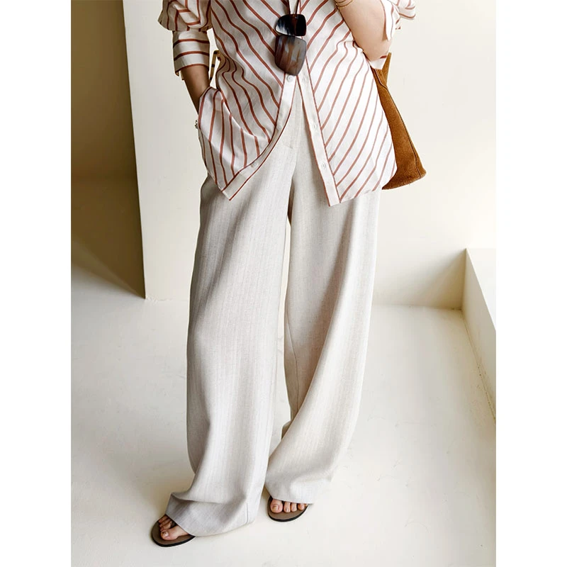 A美洋MEIYANG燕麦西裤【欧若风】 亚麻肌理提花长裤【70系列】U