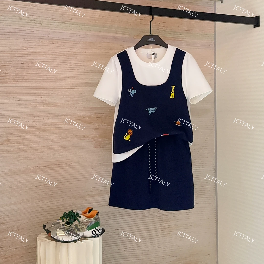 【宠粉价】新款动物乐园假两件圆领宽松显瘦套装TZ-132