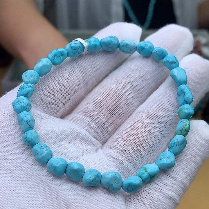 未镶嵌绿松石原矿天空蓝随形手串