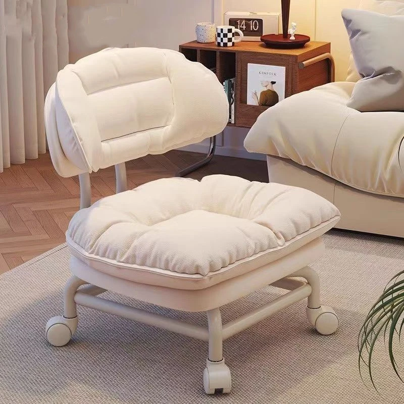 静音万向轮移动小凳子靠背滑轮矮凳家用带娃神器