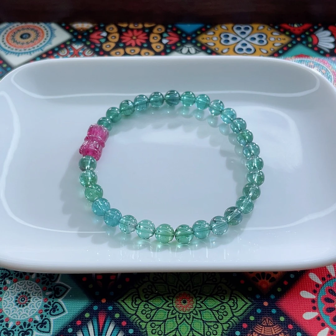 手链碧玺未镶嵌稀有纯色玻璃体