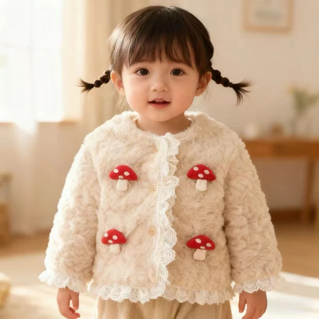 2025新款冬款婴幼儿宝宝可爱时髦加厚羔羔毛小外套