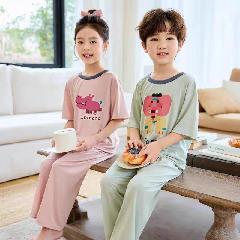 【艾草驱蚊精华】男女童休闲舒适儿童莫代尔睡衣空调家居服套装韩版