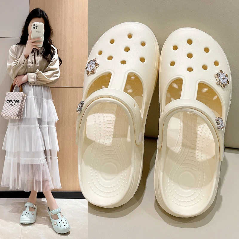 踩屎感两穿凉拖鞋女2025夏季新款网红洞洞鞋松糕厚底防滑沙滩凉鞋