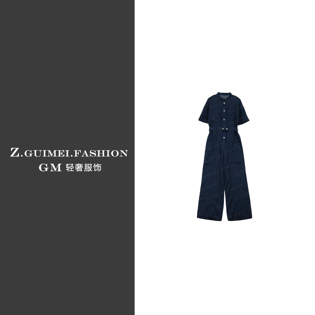 【肆姐高定】设计师款时尚立领短袖连体裤X2870