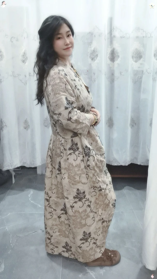 忆古朴拙原创系绳印花连衣裙